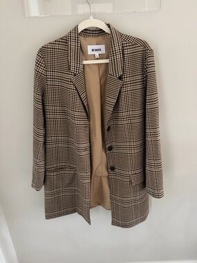 BB Dakota Tan & Black Houndstooth Longline Blazer